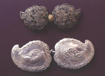 Clasps of sacerdotal belts in the Museum of Agios Neofytos Monastery, 18th century. After treatment, by A.Georgiadis, 1995.